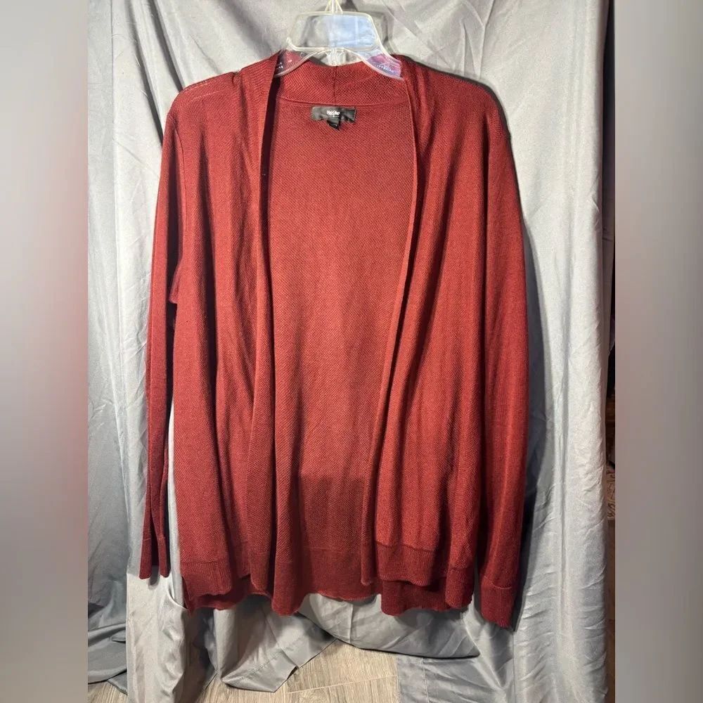 Open-Front Lightweight Cardigan in Brick Red EPC